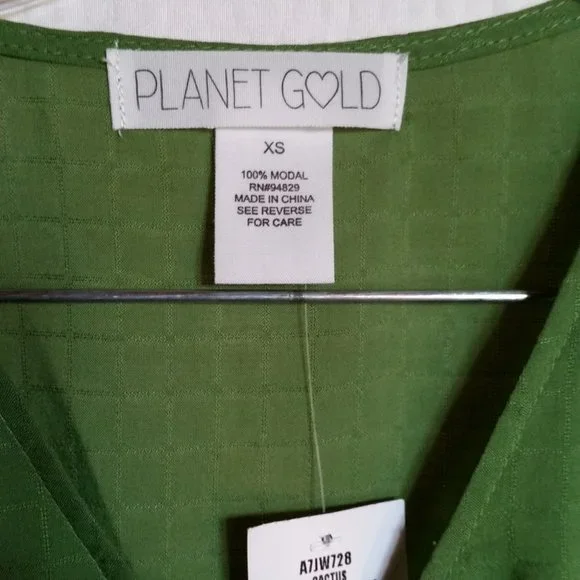 Planet Gold Cactus Explorer Emerald Green Dolman Short Sleeve size XS NW… - Picture 3 of 4
